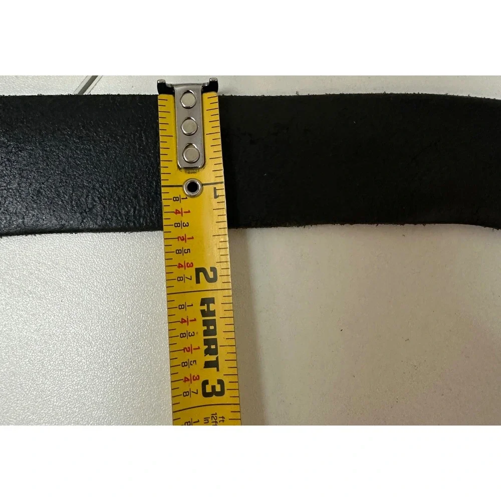 Levis Men's Black Leather Embossed Logo Belt Size 38/40 Silver Buckle